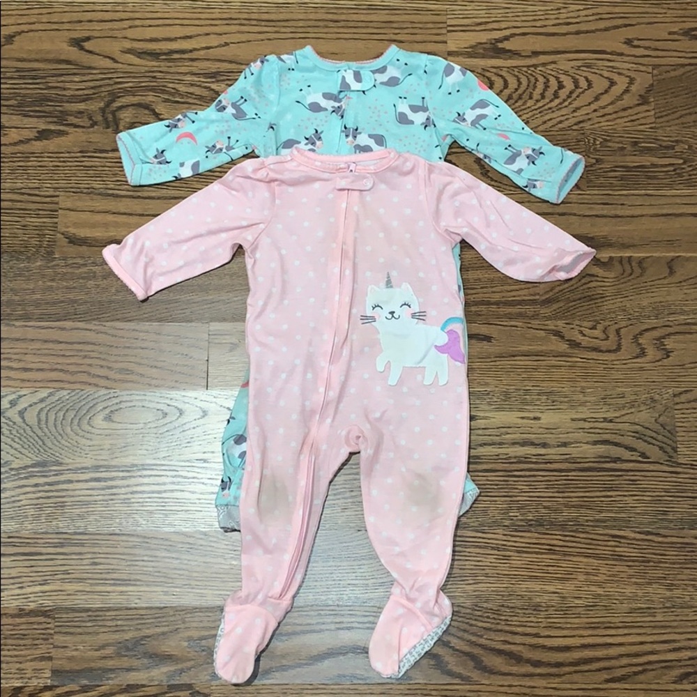 2-pack Just One You Carters 12m Footed Zipper PJs